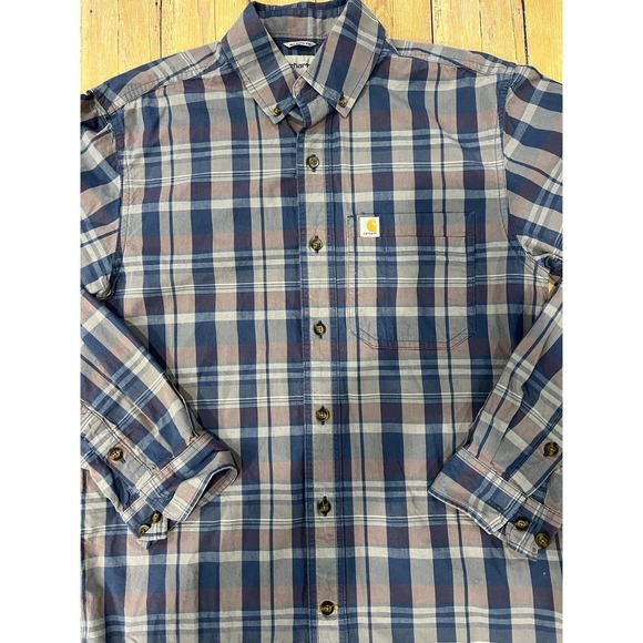 Carhartt Men's Blue Plaid Relaxed Fit Flannel sz Small EUC - Picture 4 of 10